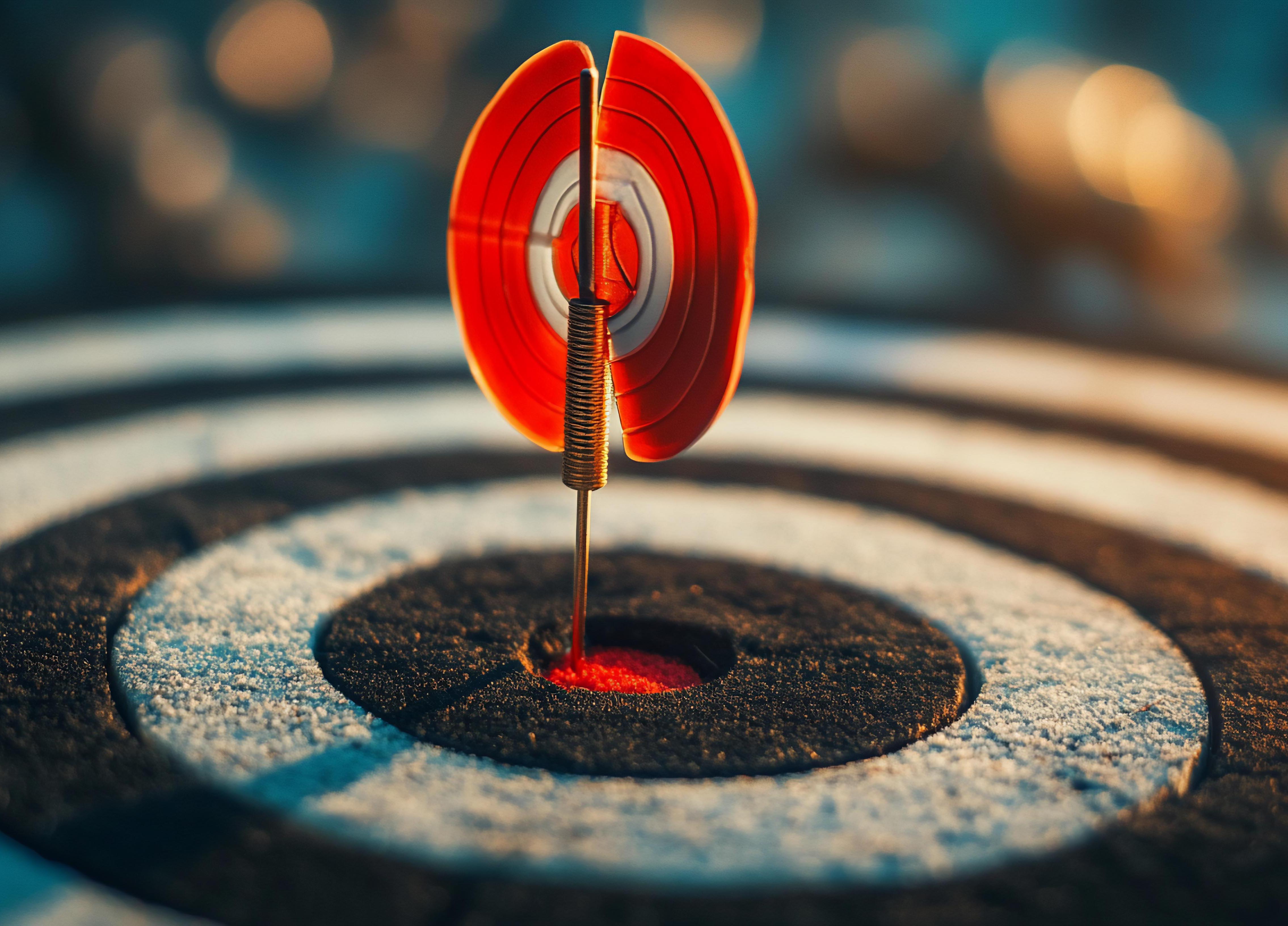 Red dart hitting a bullseye, symbolizing smart investment decisions and real estate success.